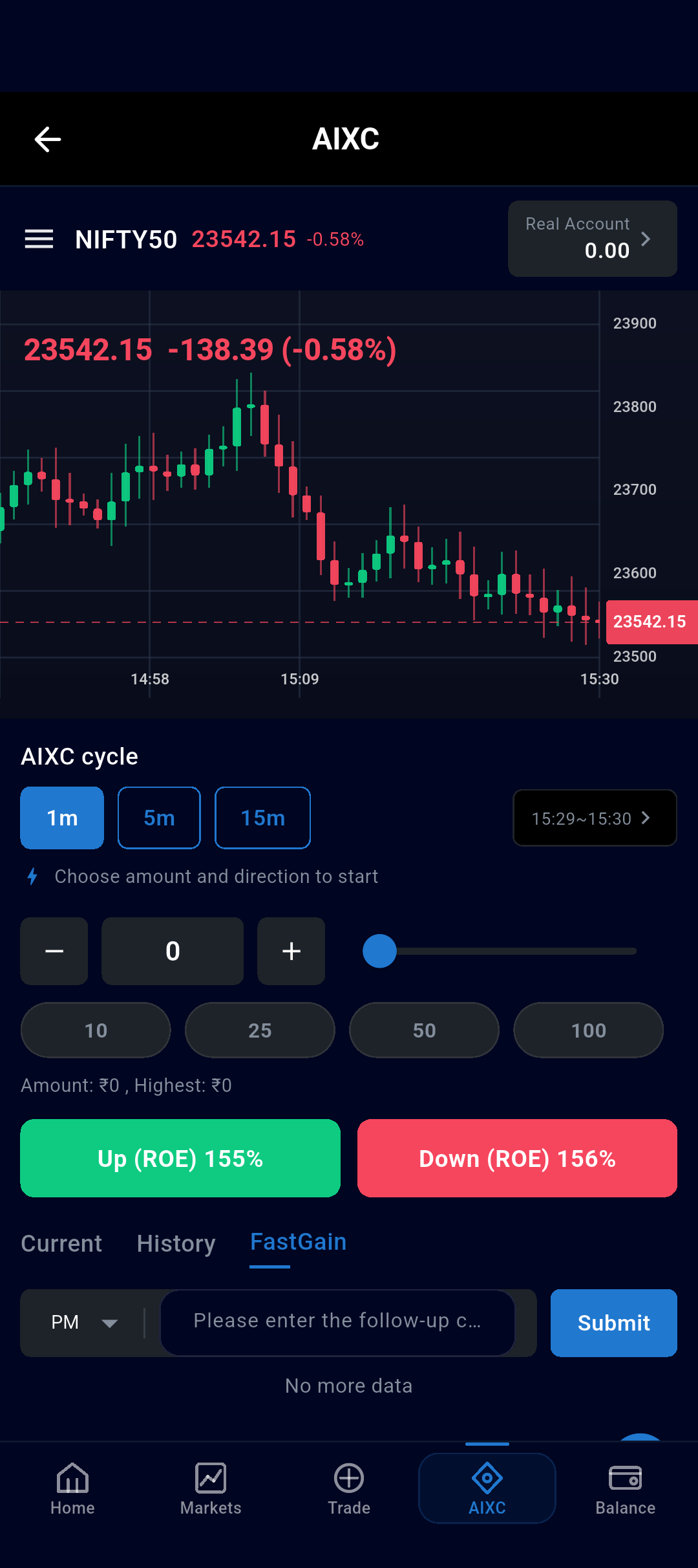 AIXC copy trading screen